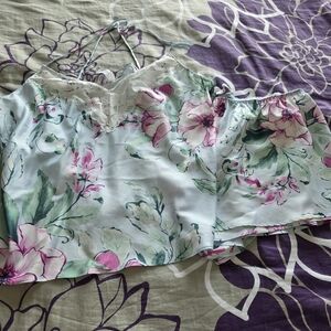 Floral Lace Trim Camisole Set